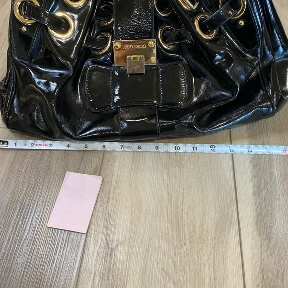 🎄JIMMY choo black crinkled patent leather large riki tote bag - Picture 5 of 14